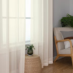 Lecloud Cream Sheer Curtains 96 Inches Long 2 Panels, Elegant Light Filtering - Image 8