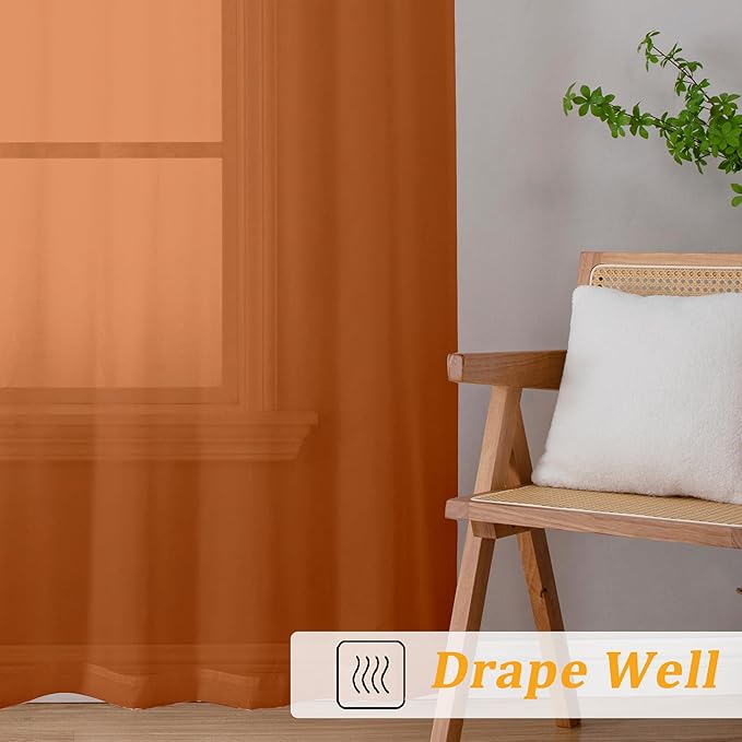 Gwine Burnt Orange Valances for Windows, Small Light Filtering Rod Pocket Cafe - Image 7