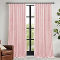 RYB HOME Pink Velvet Curtains 90 inches, Back Tab Soft Fabric Room Darkening by RYBHOME