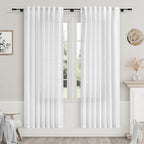 Nanspring White Linen Curtains 67 Inch Length by Nanspring