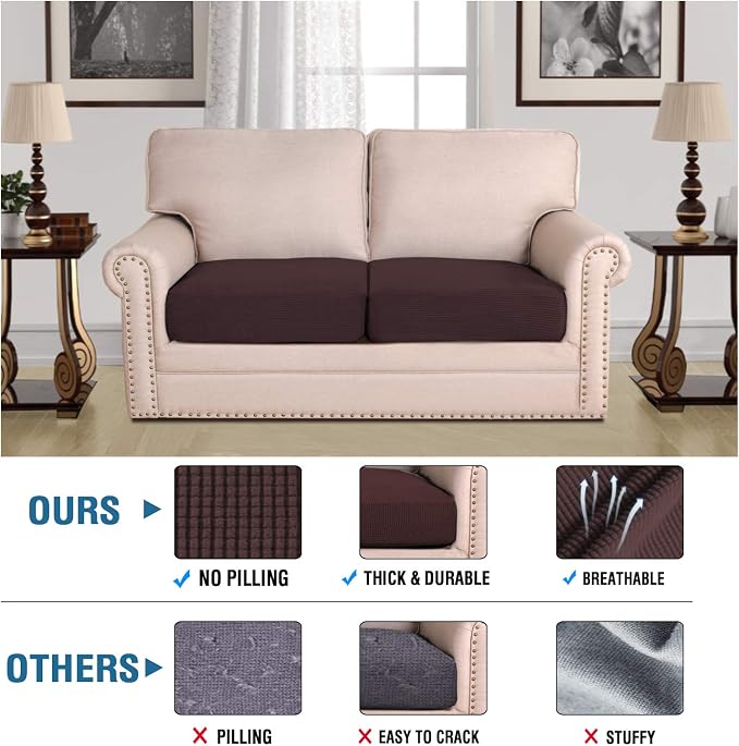 H.VERSAILTEX High Stretch Couch Cushion Covers, Chair Sofa Seat Slipcovers - Image 5