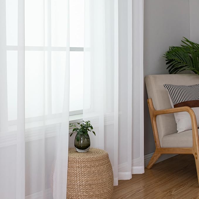 Aiyufeng Long Sheer White Curtains - Image 2