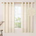 LAMIT Beige Linen Curtains 63 inch Length 2 Panels by LAMIT