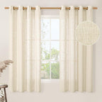 LAMIT Beige Linen Curtains 63 inch Length 2 Panels by LAMIT