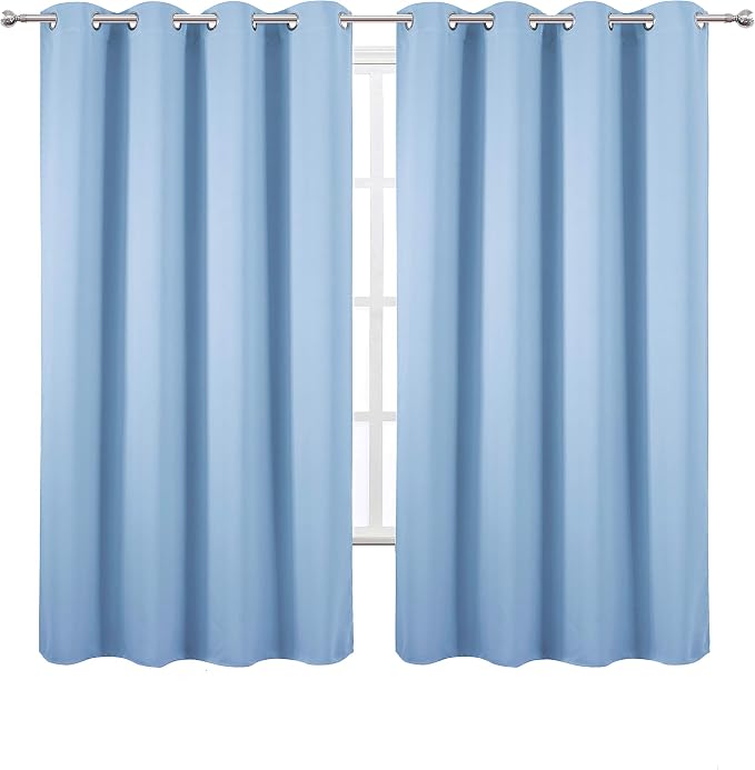 LEMOMO Sky Blue Blackout Curtains 66 x 63 Inch Length/Set of 2 Curtain - Image 2