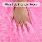 duduta Hot Pink Faux Fur Rug 3x5 ft, Fluffy Shag Rectangular Sheepskin Rug - Image 3