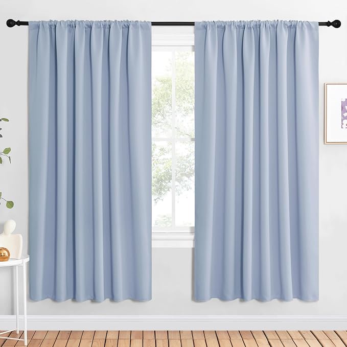 NICETOWN Bedroom Window Curtain Panels, Vintage Blue, 2 Panels, 62 in x 72 in by NICETOWN