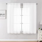 Chyhomenyc White Sheer Curtains 63 Inches Long 2 Panels, Light Filtering Bright by Chyhomenyc