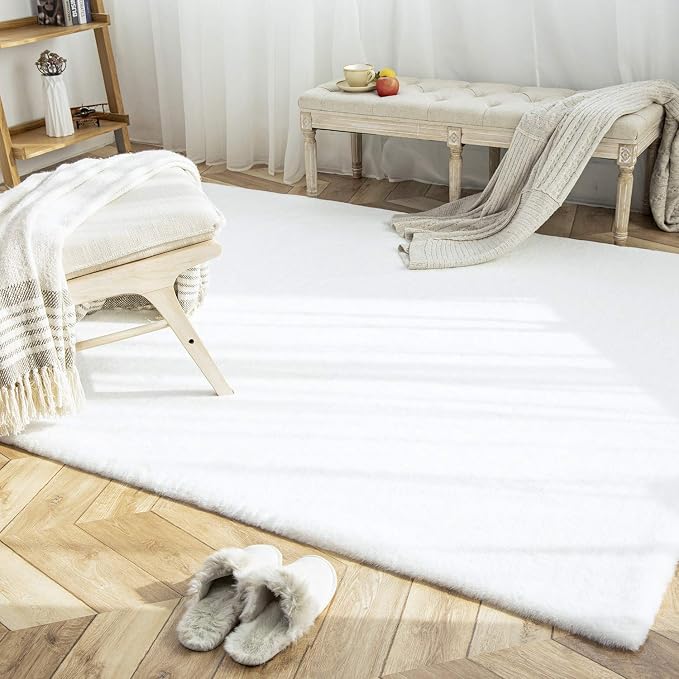 Ashler Faux Fur Rug, Ultra Soft Faux Rabbit Fur, 6 x 9 Feet Rectangle, Machine - Image 7