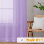 Gwine Lilac Sheer Curtains 90 Inches Long 2 Panels Set, Light Filtering Solid - Image 6