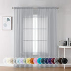 Chyhomenyc Light Grey Sheer Curtains 84 Inch Length 2 Panels, Light Filtering by Chyhomenyc