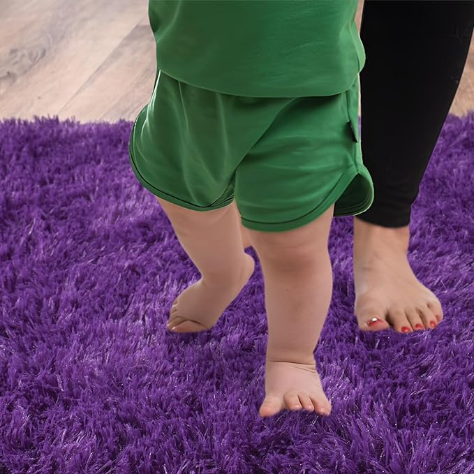 Soft Runner Rugs for Bedroom Hallways, 2x3 Purple Fluffy Shag Throw Area Rug - Image 7