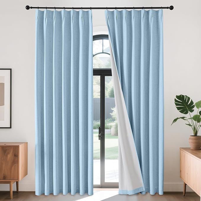 Joydeco Pinch Pleated Linen Curtains Darkening Drapes by JOYDECO