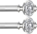 2 Pack Silver Curtain Rods for Windows 48 to 84 Inch, USFOOK 7/8 inch by USFOOK
