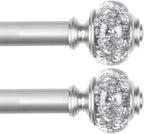 2 Pack Silver Curtain Rods for Windows 48 to 84 Inch, USFOOK 7/8 inch by USFOOK