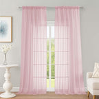 OWENIE Extra Long Blush Sheer Curtains 96 Inches Long 2 Panels Set, Soft by OWENIE