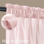 MIULEE Blush Pink Sheer Curtains 63 Inches Long, 4 Panels Set, Light Filtering - Image 3
