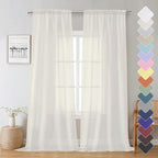 Lecloud Sheer Curtain Panels Set 96" Inches Long, Solid Voile Light Filtering by Lecloud