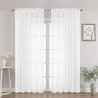 Chyhomenyc White Sheer Curtains 84 Inch Length 2 Panels Set, Light Filtering by Chyhomenyc