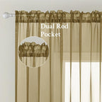 MIULEE Dark Gold Sheer Curtains 84 Inches Long 2 Panels, Light Filtering Voile - Image 2