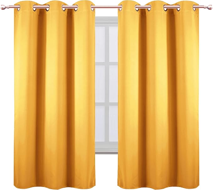 LEMOMO Yellow Thermal Blackout Curtains/42 x 63 Inch/Set of 2 Panels Room - Image 2