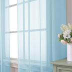 Aiyufeng 2 Pack: Basic Sky Blue Sheer Curtain Drapes 90 Inch Length 2 Panels - Image 2