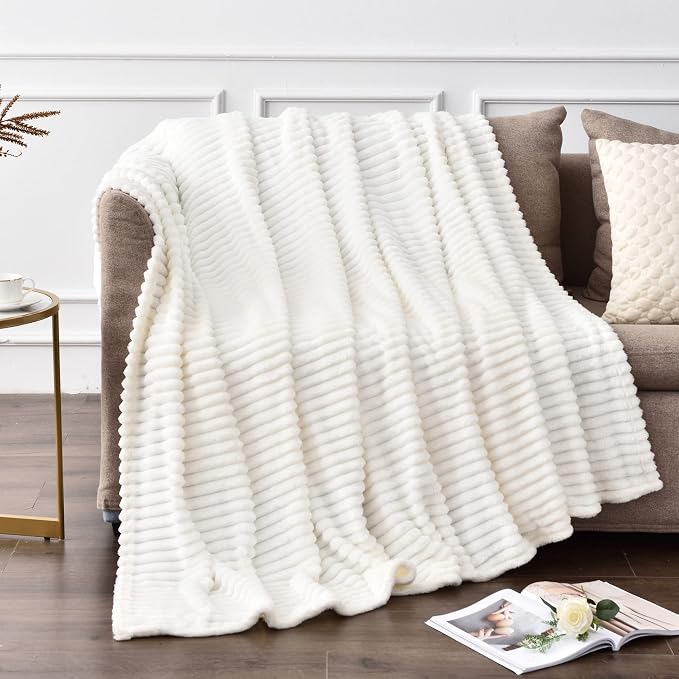 BEDELITE Fleece Blanket Twin Size – 3D Ribbed Jacquard Soft and Warm Decorative - Image 9
