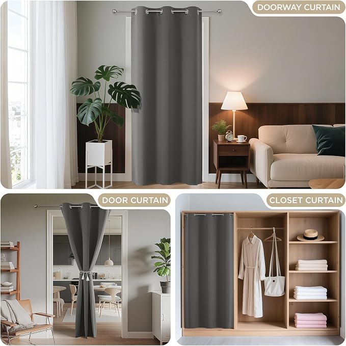 Joydeco Blackout Door Curtain for Doorway Privacy 78 Inches Long, Grommet - Image 4