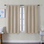 Simplebrand Ava Biscotti Beige Short Blackout Curtains by Simplebrand