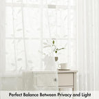 MIULEE Ivory Sheer Kitchen Curtains 30x36 Inches Length 2 Panels Embroidered - Image 5