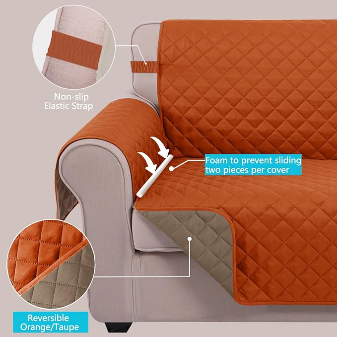U-NICE HOME Recliner Chair Covers Reversible Quilted Water Repellent Pet - Image 4