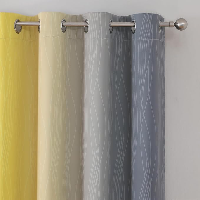 Estelar Textiler Grey and Yellow Ombre Short Blackout Curtains 36 Inch Long - Image 4
