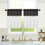 Boho Kitchen Curtains 24 Inch Length, Farmhouse Cotton Linen Tier Curtains by FRAMICS