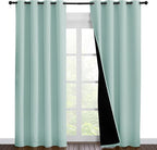 NICETOWN Aqua Blue 100% Blackout Curtain Set, Thermal Insulated & Energy by NICETOWN