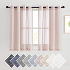 NICETOWN Semi Sheer Rich Linen Curtains Flax Texture, Grommet Vertical Thick by NICETOWN