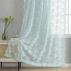 YJ YANJUN Vintage Lace Curtains 84 Inches Long-Victorian Floral Pattern Aqua - Image 4