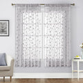 HOMEIDEAS Light Grey Sheer Curtains 52 X 63 Inches Length 2 Panels Embroidered by HOMEIDEAS