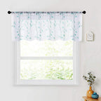 MRTREES Sheer Christmas Curtain Valance, Leaves Embroidered Small Valances by MRTREES