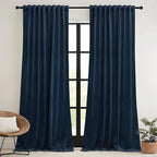 RYB HOME Navy Blue Velvet Curtains 72 inches - Image 2