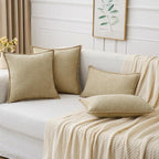 MIULEE Pack of 2 Couch Throw Pillow Covers 20x20 Inch Beige Farmhouse - Image 5
