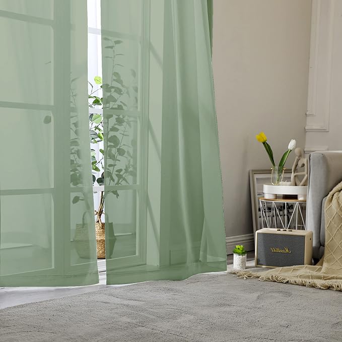Aiyufeng Sage Green Curtains Sheer - Image 8