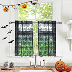YJ YANJUN Vintage Lace Curtains 24 inch Length Set of 2 Victorian Gothic Short by YJYANJUN