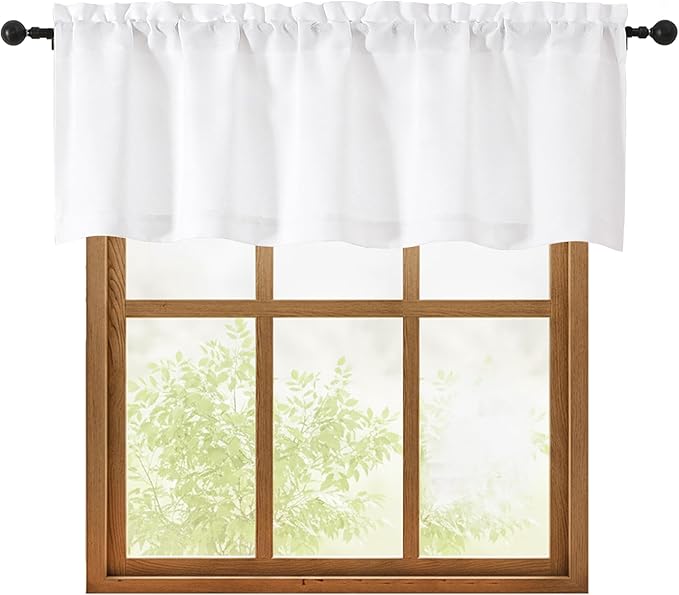 OWENIE White Valances for Windows 1 Pcs 18 Inch Length, Light Filtering by OWENIE