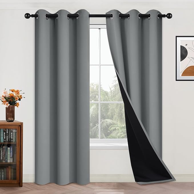 Yakamok Dove Grey 100% Blackout Curtains, Thermal Insulated Total Blackout by Yakamok