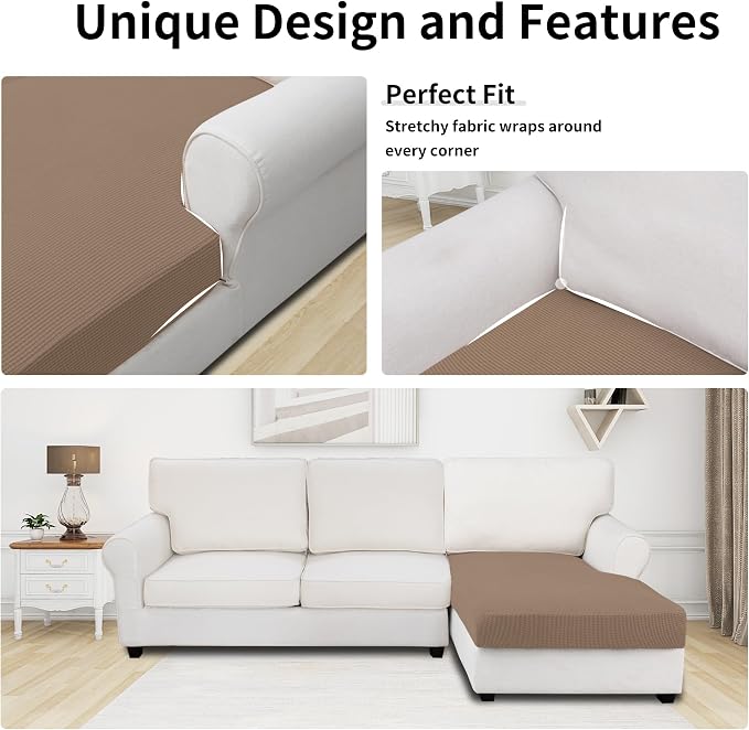 Easy-Going Stretch Sectional Couch Covers 1 Piece Chaise Lounge Slipcover L - Image 3