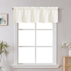 Chyhomenyc Cream Valance for Windows, Light Filtering Faux Linen Solid Short by Chyhomenyc