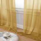 Aiyufeng Gold Sheer Curtain 96 Inches Long 2 Panels Set, Light Filtering Gold - Image 8