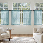 MIULEE Dusty Blue Sheer Curtains 63 Inches Long, 4 Panels Set, Light Filtering - Image 4