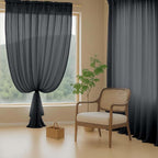 Black Sheer Curtains for Windows 108 inches Long 2 Panels Set, Soft Lightweight - Image 8