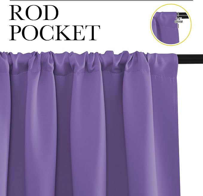 NICETOWN Blackout Curtains for Bedroom, Lilac Purple, 1 Pair, 42 by 45-inch - Image 2